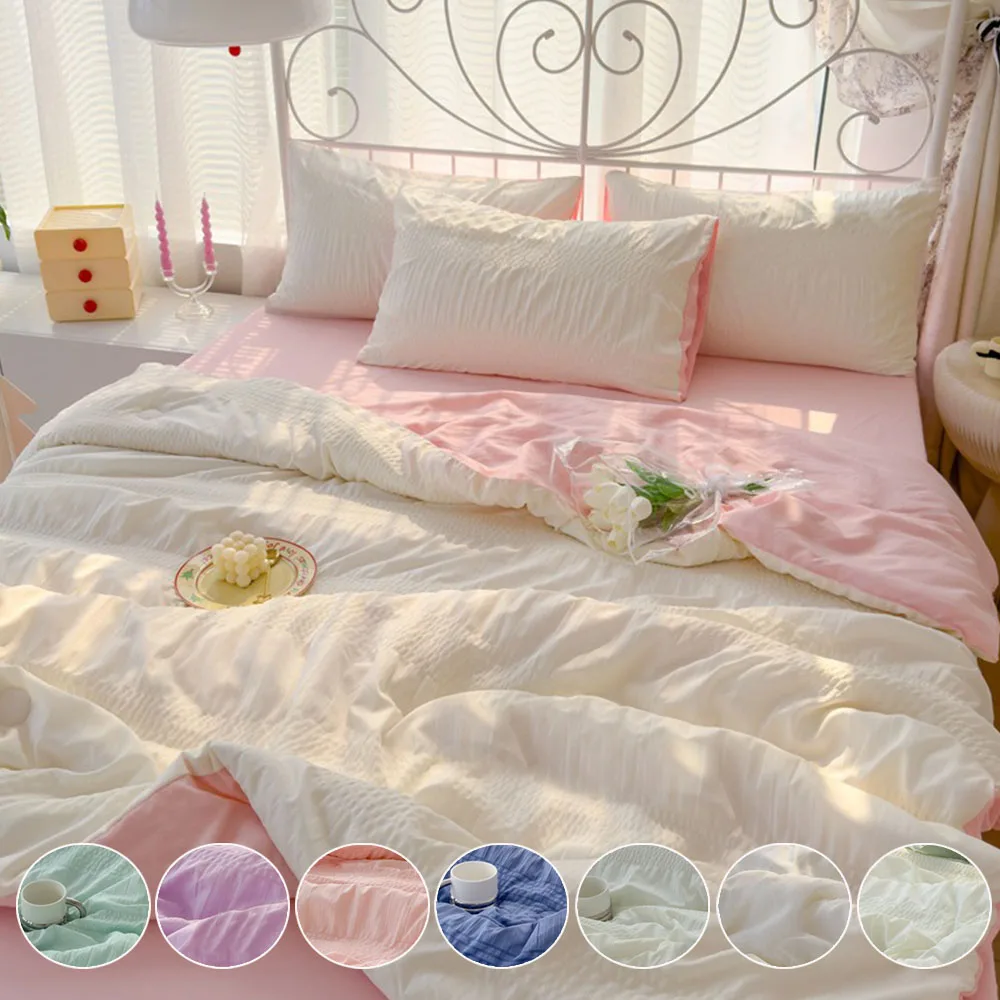 

NewestThin Seersucker Air Condition Quilt Lightweight Breathable Summer Blanket Soft Skin-friendly Household Thin Quilt 여름이불