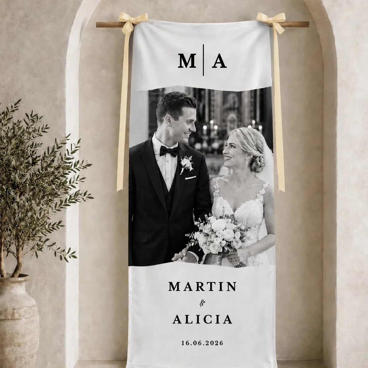 Personalized Custom Photo Wedding Banner, Customizable Picture & Text Garden Flag, Wedding Party Decor, Unique Bride Gift
