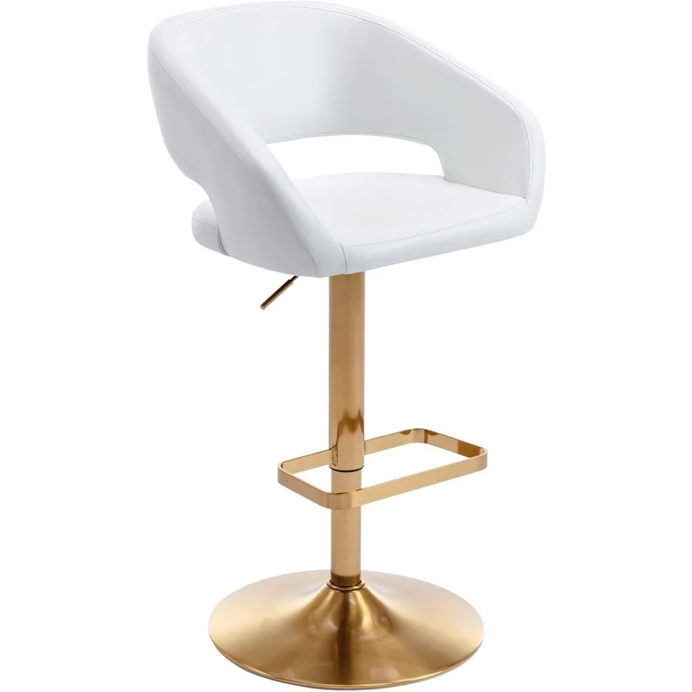 

Adjustable Bar Stool with Hollow Back & Arms – Modern PU Leather Swivel Barstool, Airlift Counter Height for Kitchen Island Use