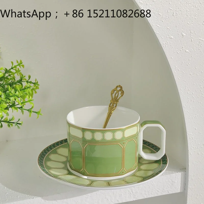 XMH bone china coffee cup and saucer retro cup light luxury home stall gift box cup and saucer set