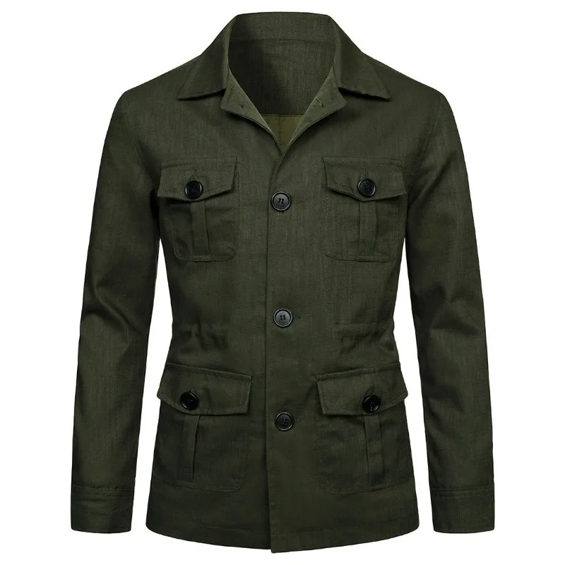 KIDWHXR Spring Autumn Men Suit Coat Simple Solid Single-breasted Pocket Male Outerwear Long Sleeve Business Causal Man Blazer