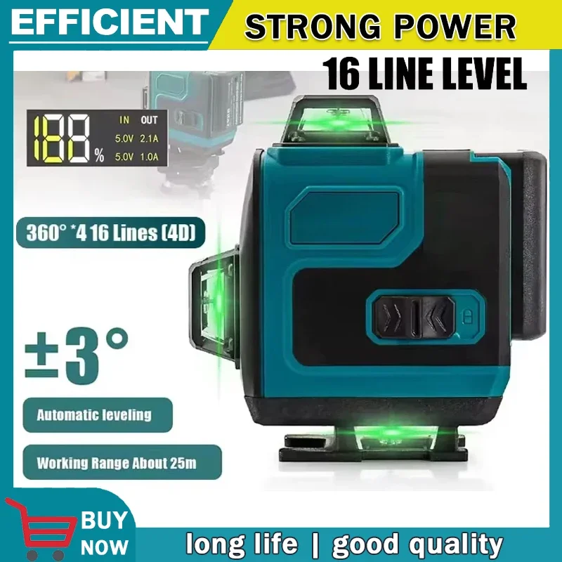 Fit Makita High-Precision 16-Line 360 Horizontal Vertical Cross Level Green Light Laser High-Precision Wall-Mounted PortableTool