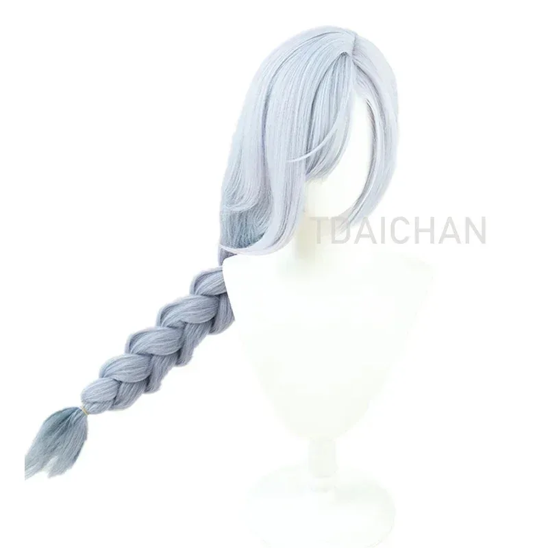 เกม Genshin Impact Shenhe คอสเพลย์วิกผมสีฟ้าสีขาวยาว Braids Headwear ความร้อนทนผมสังเคราะห์ 100 ซม
