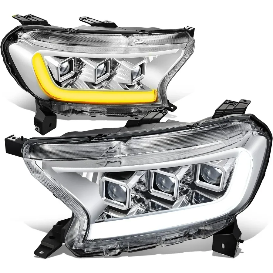 

LED DRL Headlights Assembly Compatible with 2019-2023 Ford Ranger XL XLT, Pair of Halogen Projector Headlamps w/Switchback DRL,