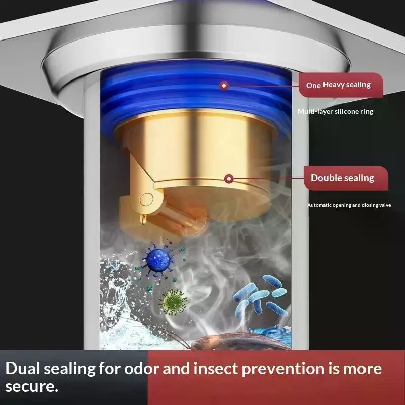 Drain All-copper Shower Floor Drain Stopper Insectproof Anti-odor Deodorization Toilet Kitchen Bathroom Toilet Sewer Drain Floo