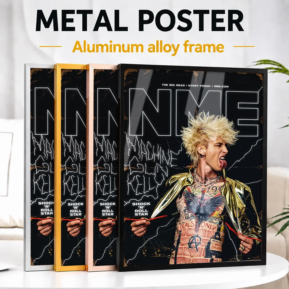 Machine Gun Kelly NME Magazine Cover Framed Metal Poster Personalized Vivid Recording Tribute Wall Art Enhances Listening Lounge