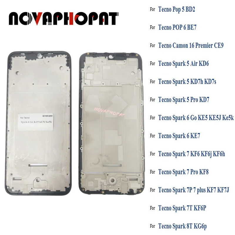 LCD Frame Front Housing Cover Chassis Bezel For Tecno Pop 5 6 Spark 5 6 7 7P 7T 8T Pro Air Go CE9 KE5 KF6 KF8 KD6 KD7 KE7 KF7