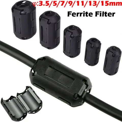 5/10Pcs  3.5/5/7/9/13/15mm Toroidal Core Ferrite Bead Clip Choke EMI RFI Noise Filter Clip For USB/Video Cable Power Cord
