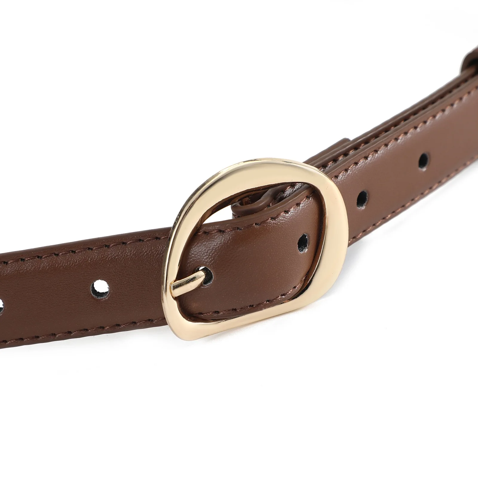 Luxuriöse PU-Ledergürtel für Damen, Modische Goldene Dornschließe, 2,3 cm Breiter Taillengürtel für Kleider & Jeans, Accessoires in Schwarz und Braun – Detail 11