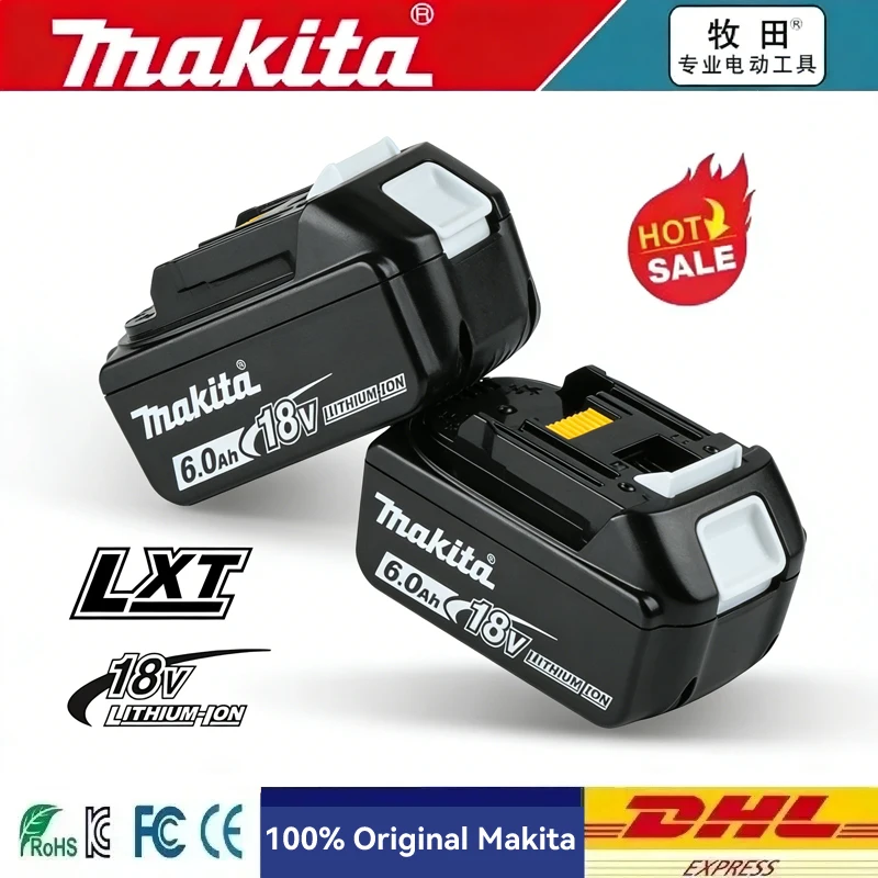 Makita 18V 6.0Ah Original Rechargeable Lithium-Ion Battery BL1860 BL1850 BL1860B for Angle Grinder Drill Driver Cordless Tools
