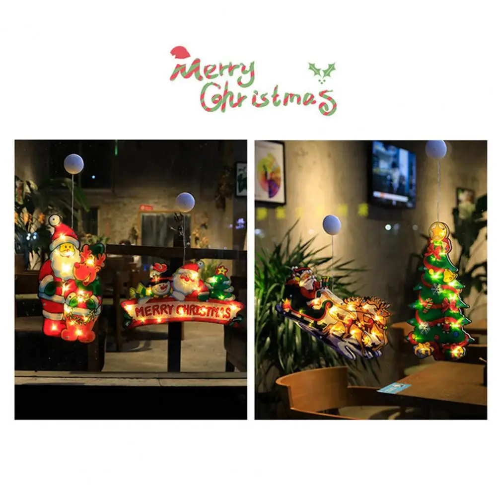 Battery Box Design Lights Damage-resistant Lights Festive Led Christmas Window Lights Santa Claus Elk Star Seasonal for Holiday