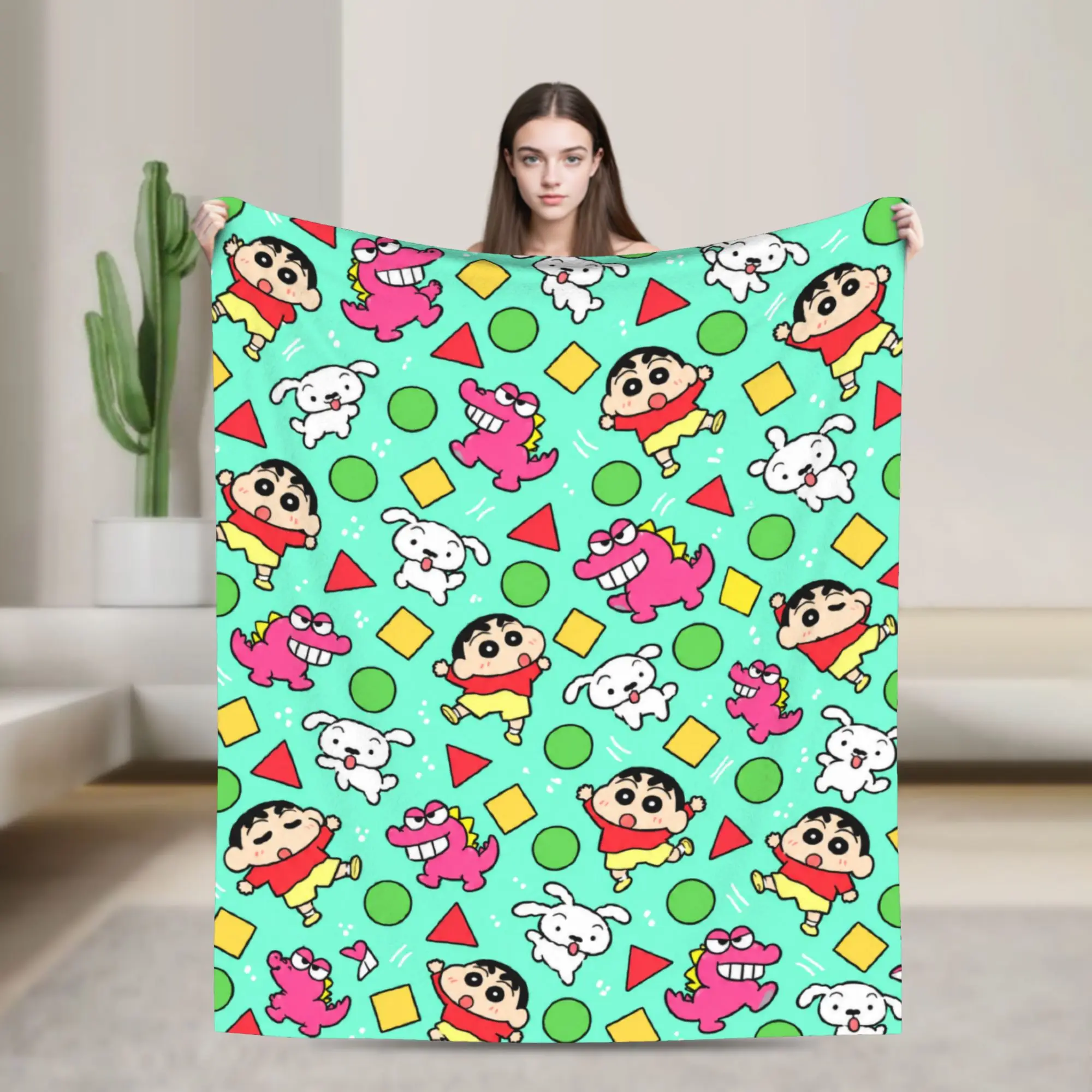 Super Warm Blanket Girls Boys Camping Crayon Shin-chans Print Throw Blanket  Flannel Bedspread For Couch Chair Sofa Bed Cover