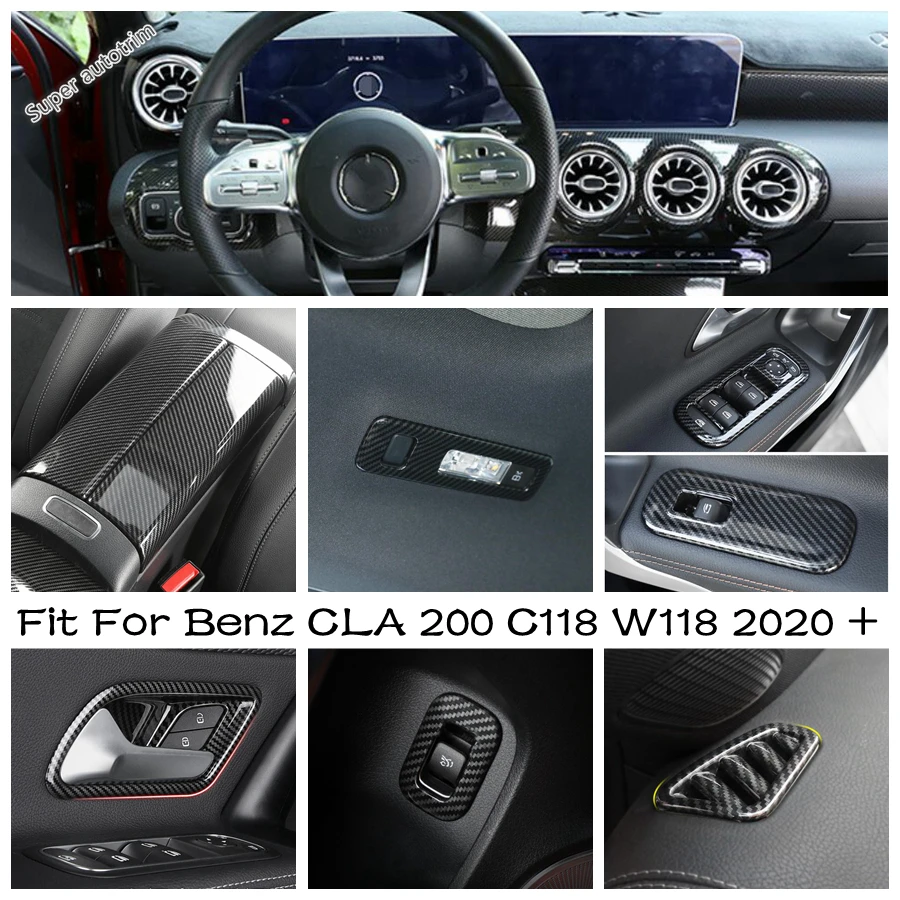 

Central Control Air Conditioning AC Vent / Door Bowl Cover Trim For Benz CLA 200 C118 W118 2020 - 2024 Carbon Fiber Accessories