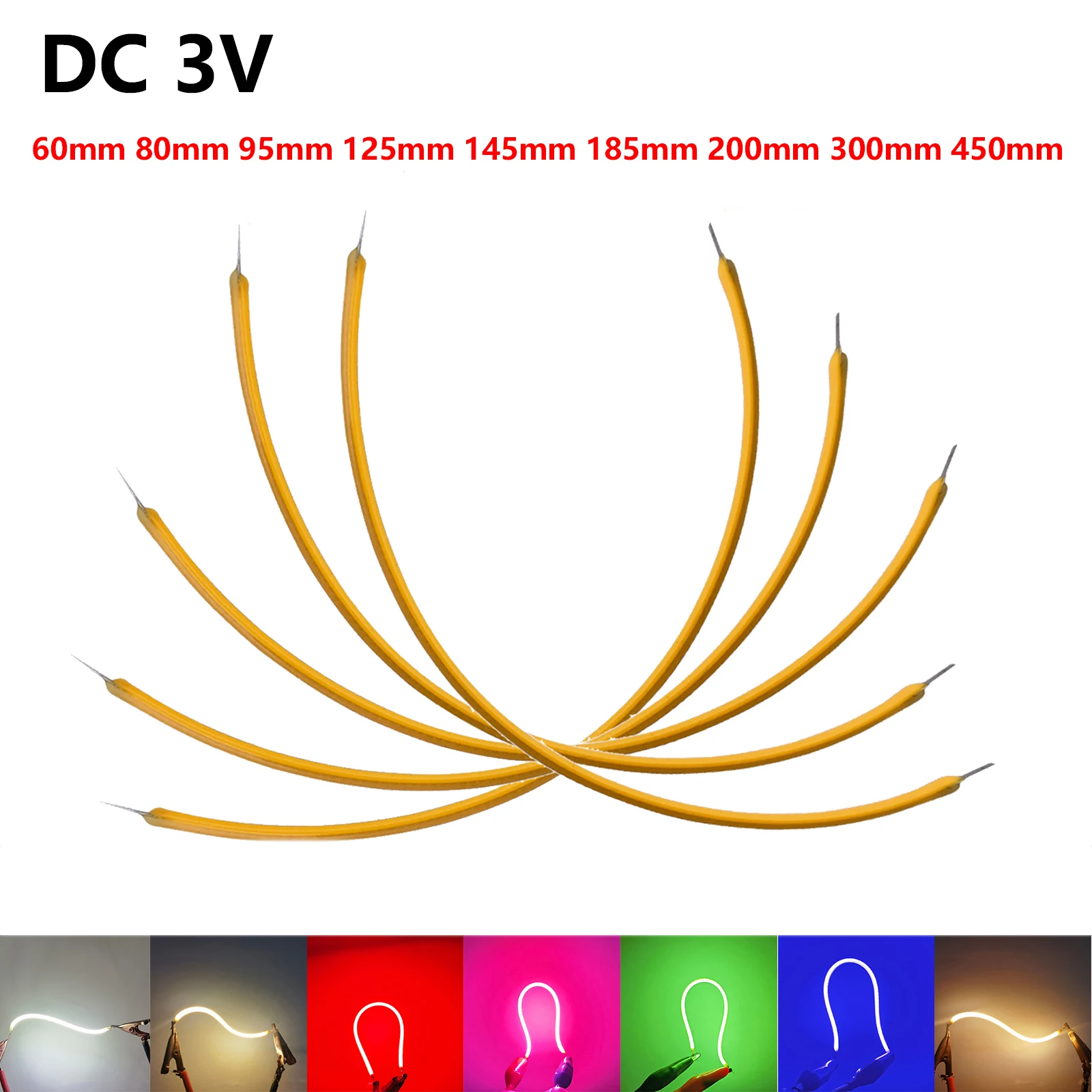 

Free Cut LED Filament Flexible DC3V 60mm 80mm 95mm 125mm 300mm 450mm Edison Bulb Lamp Parts LED Diode Lighting Strip Decoration