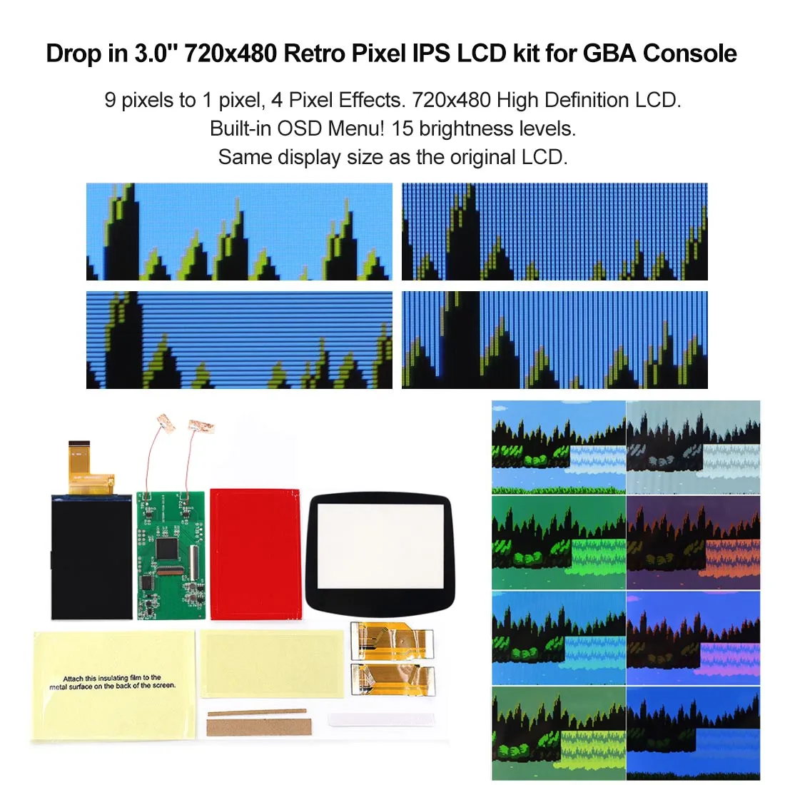 HISPEEDIDO Multicolors V5 HD 720x480 Drop-in Screen For GBA V5 IPS LCD Kits Screen Replacement Kit