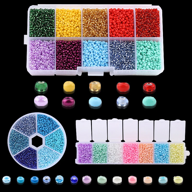 3000-14000PCS 2mm Glass Seed Beads Jewellery Making Supplies DIY Jewelry Needlework Seedbeads for Bracelet Necklace Earrings