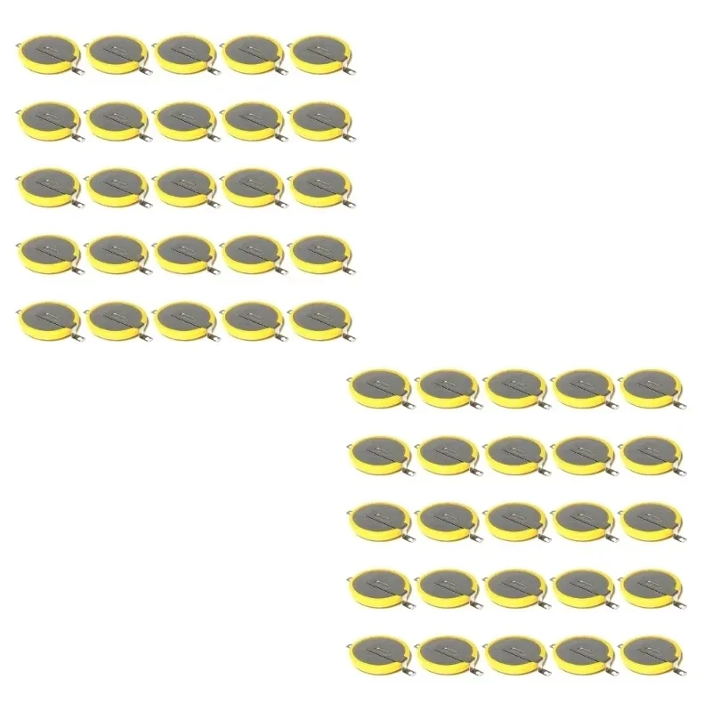 CR2032 3V Lithium Button Battery com Pins Tabs, Horizontal e Through Hole Type, CR2032-T14, Retro Games, PCB, 25 PCs, 50 PCs, 75PCs