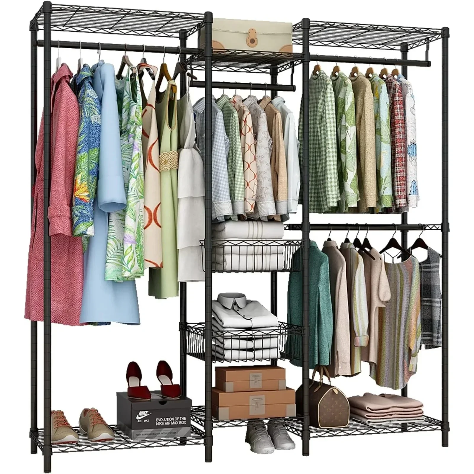 Duty Clothes Rack, Metal Clothing Rack,Clothing Storage Organizer,Garment Rack with 6 Tiers