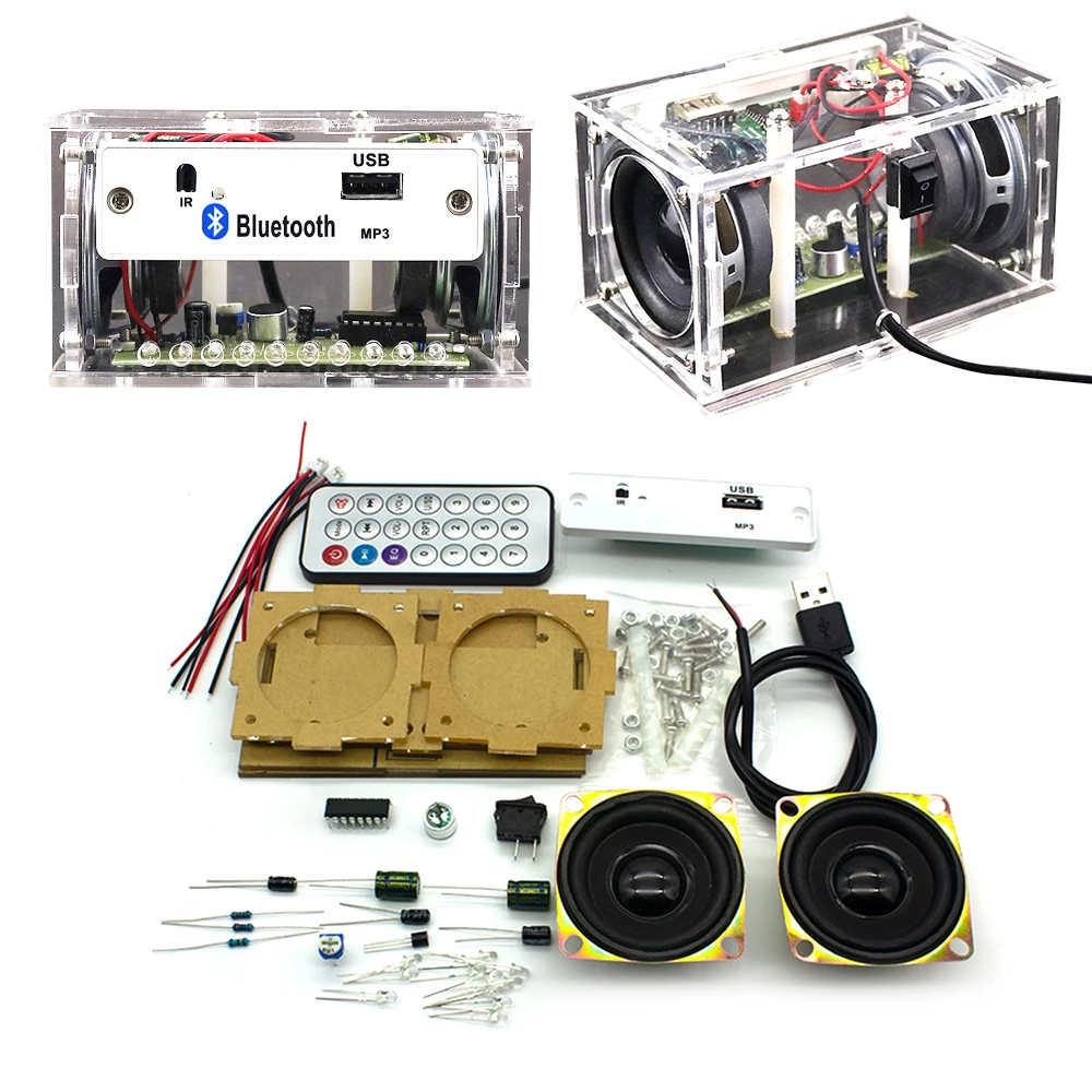 Biały zestaw elektroniczny DIY Głośnik Bluetooth Elektronika DIY Zestaw do lutowania Projekt nauczania Praktyka Głośnik stereo Bluetooth