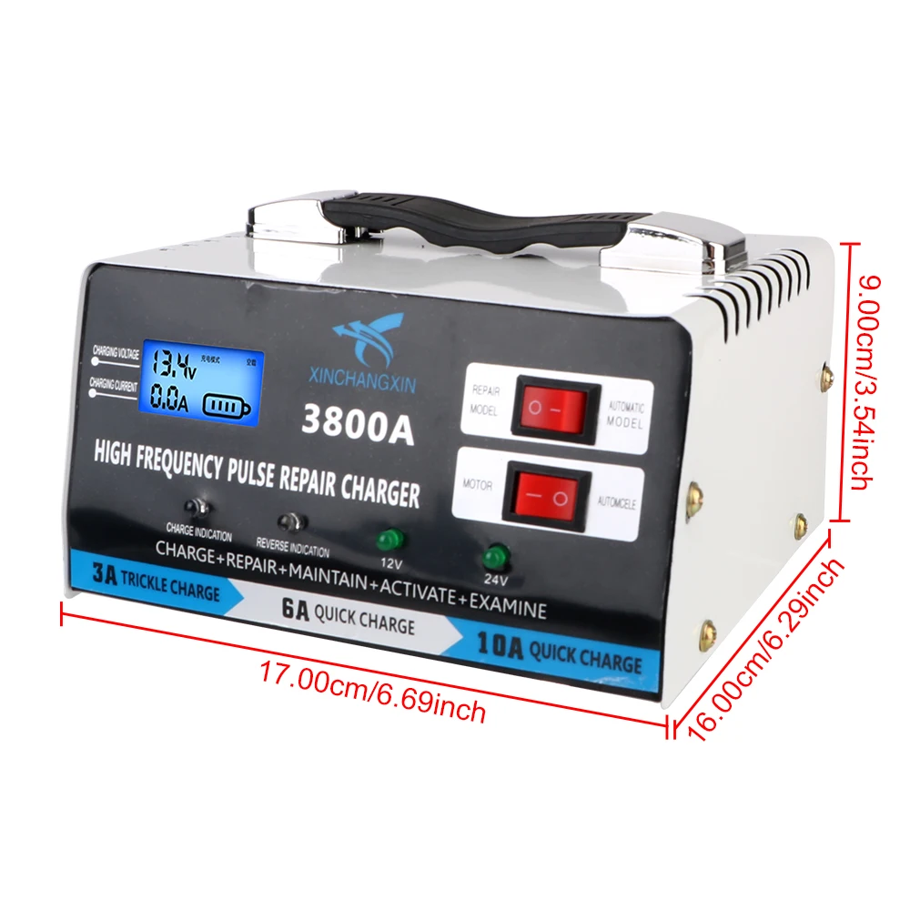 Fast Charger For Lead Acid Battery Full Automatic Car Battery Charger Repair Battery Charger 12V 24V EU Plug High Power