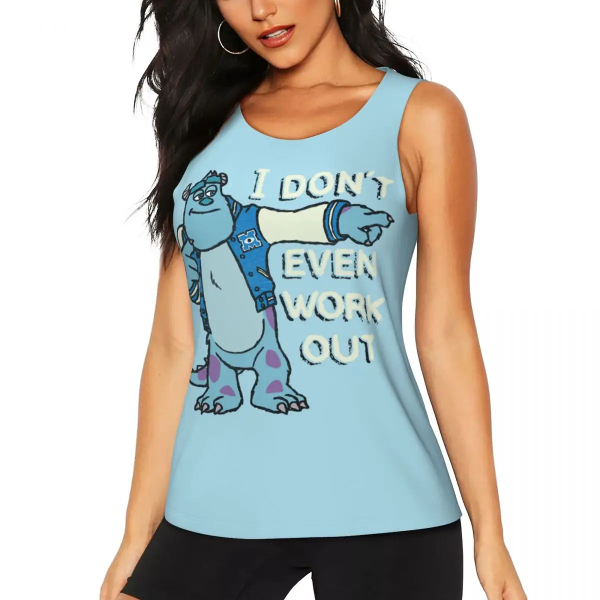 Custom Monsters University James P Sullivan Yoga Shirt Women Sulley Doesn't Work Out Workout Running Tank Tops