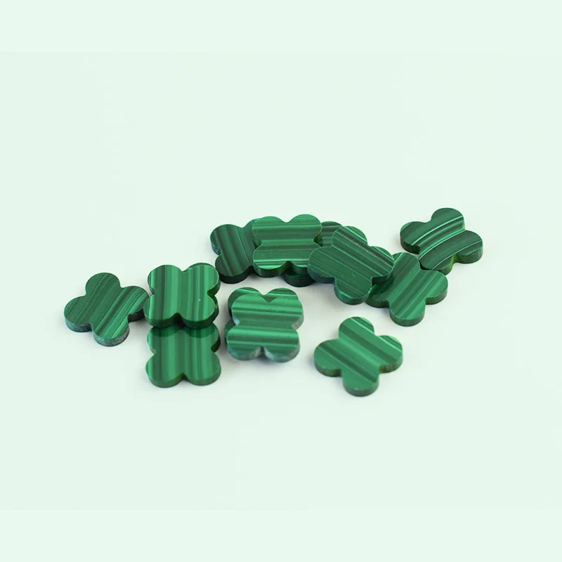 Wholesale 1pcs 100% Natural Malachite Clover Bead 10mm 12mm 14mm 16mm 20mm Flower Craved Cabochon,Gemstone Pendant Jewelry DIY