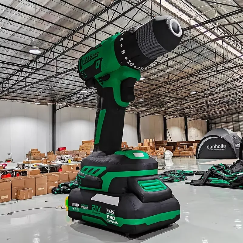 Advertising Giant Inflatable Electric Drill Model Custom Brand Logo Product Printing Display for Outdoor Events Promotion