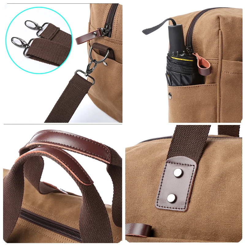 Bolso de mano de lona para hombre, bolsa de negocios informal para ordenador portátil de 15,6 pulgadas, bolso de hombro de viaje de alta calidad, a