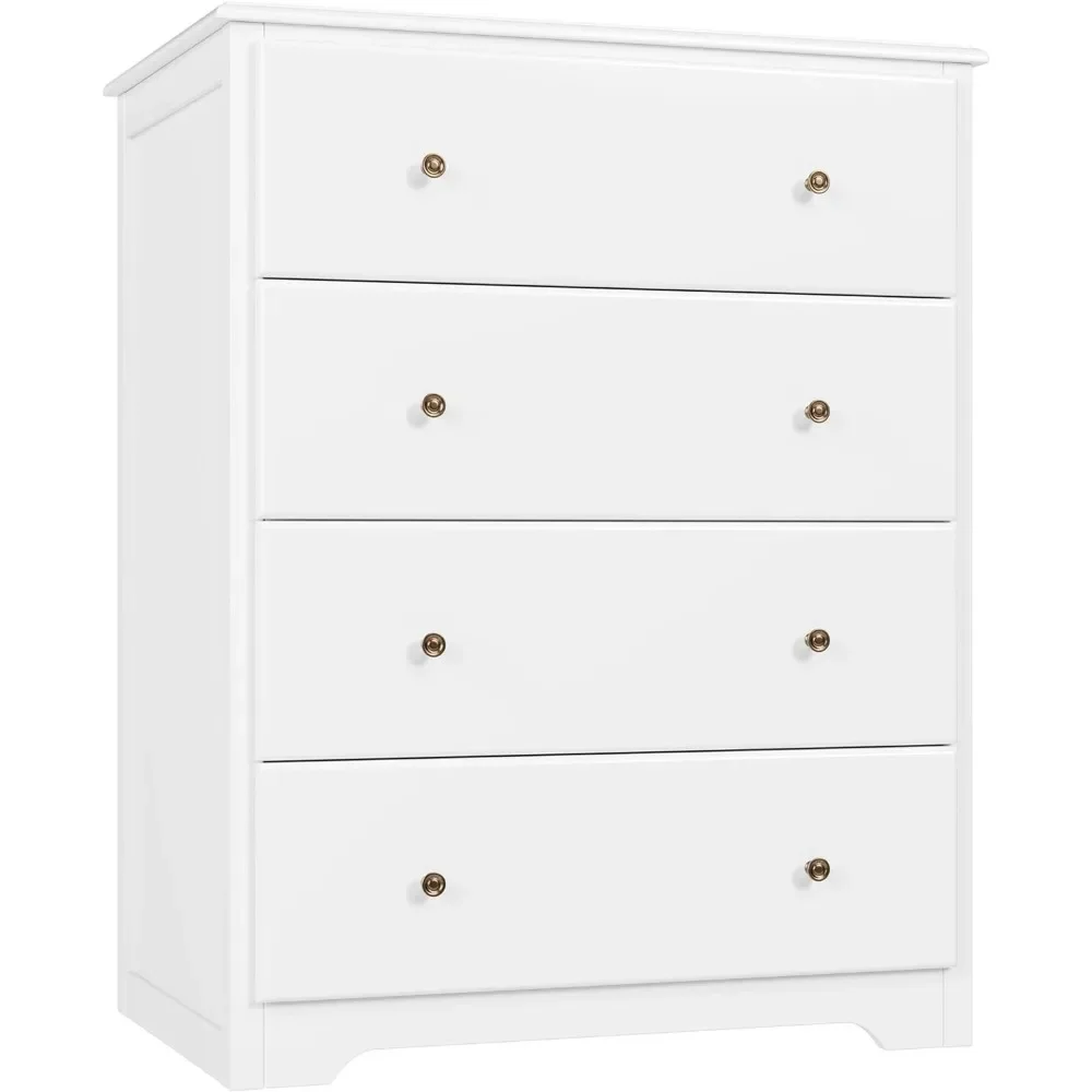 4 Drawer Dressers Chest of Drawers, Modern Tall Dresser, Wood Drawer Chest Storage Cabinet