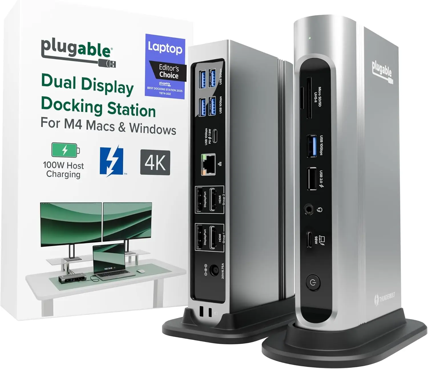 

Thunderbolt 4 Docking Station - Dual 4K Monitors for MacBook & Windows, 100W Charging, HDMI/DisplayPort, Ethernet & USB Ports