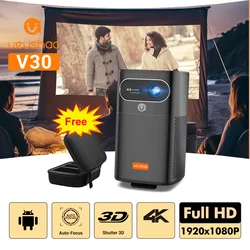 VEVSHAO V30 400ANSI DLP Projector Android 9.0 TOF Focus 3D Dual-band WiFi Bluetooth 5.0 15000mAh Battery Home Theater