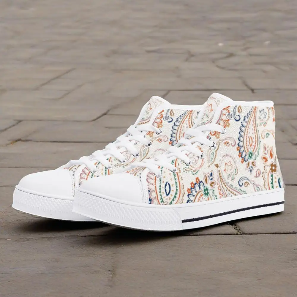 

Artistic hand-painted print high-top canvas shoes flat sneakers lightweight casual shoes for men and women