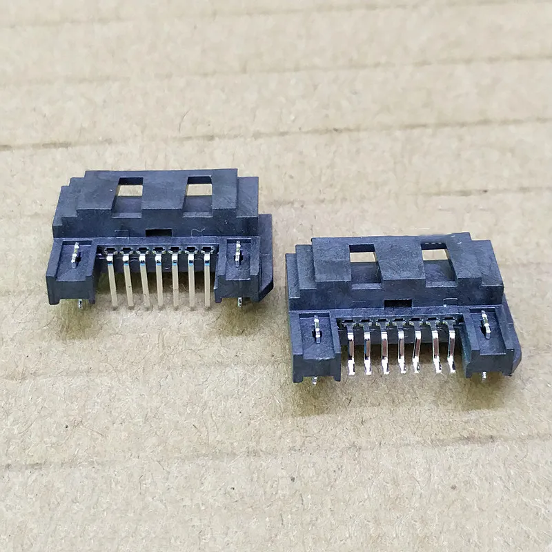 10PCS SATA Connector Socket SATA Male Header 7-Pin Male Header Half-Encased with Window  Right-Angle Pin/Horizontal SMT, Type A