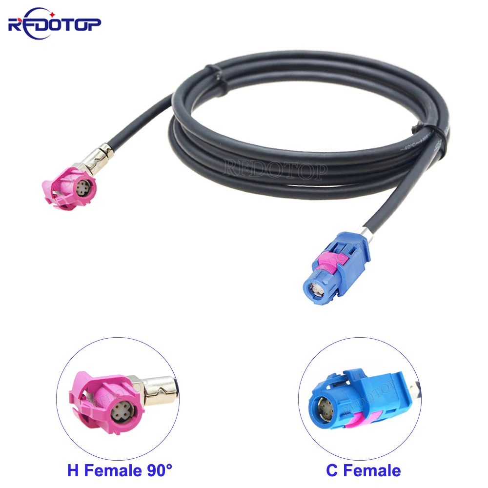 HSD Code C to H Female Car LVDS Video Line Cable Fit For Benz Audi VW Navigation GPS Audio Wire Cable 4 Pin HSD Fakra Type Cable