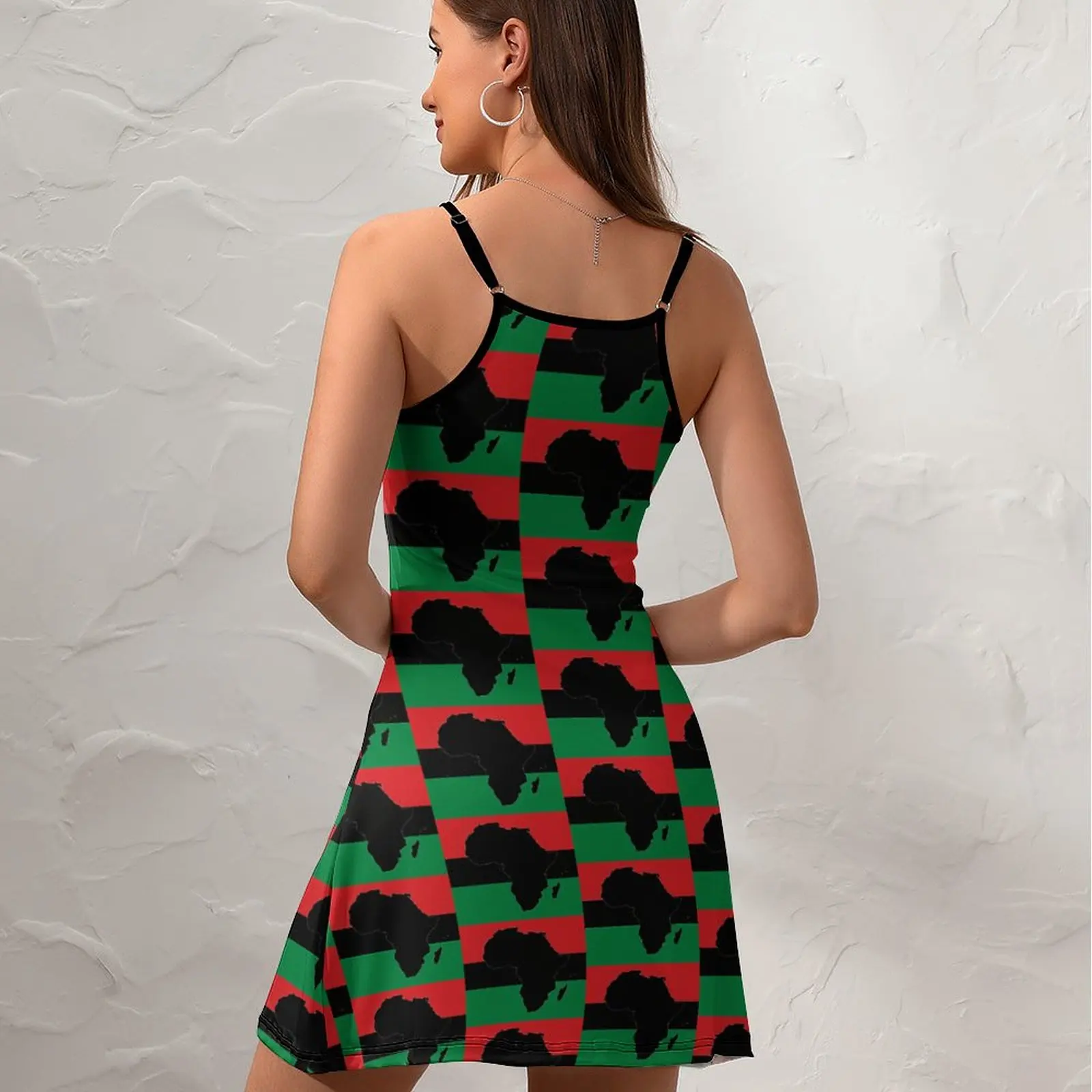 Symbol of Africa Pan African Flag Graphic Vintage Exotic  Woman's Dress  Women's Sling Dress Humor Graphic  Parties Strappy Dres