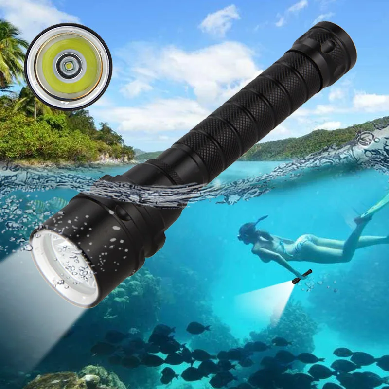 Powerful LED Diving Flashlight Super 20000LM Professional Underwater Torch IPX8 Waterproof rating Lamp Using Battery light