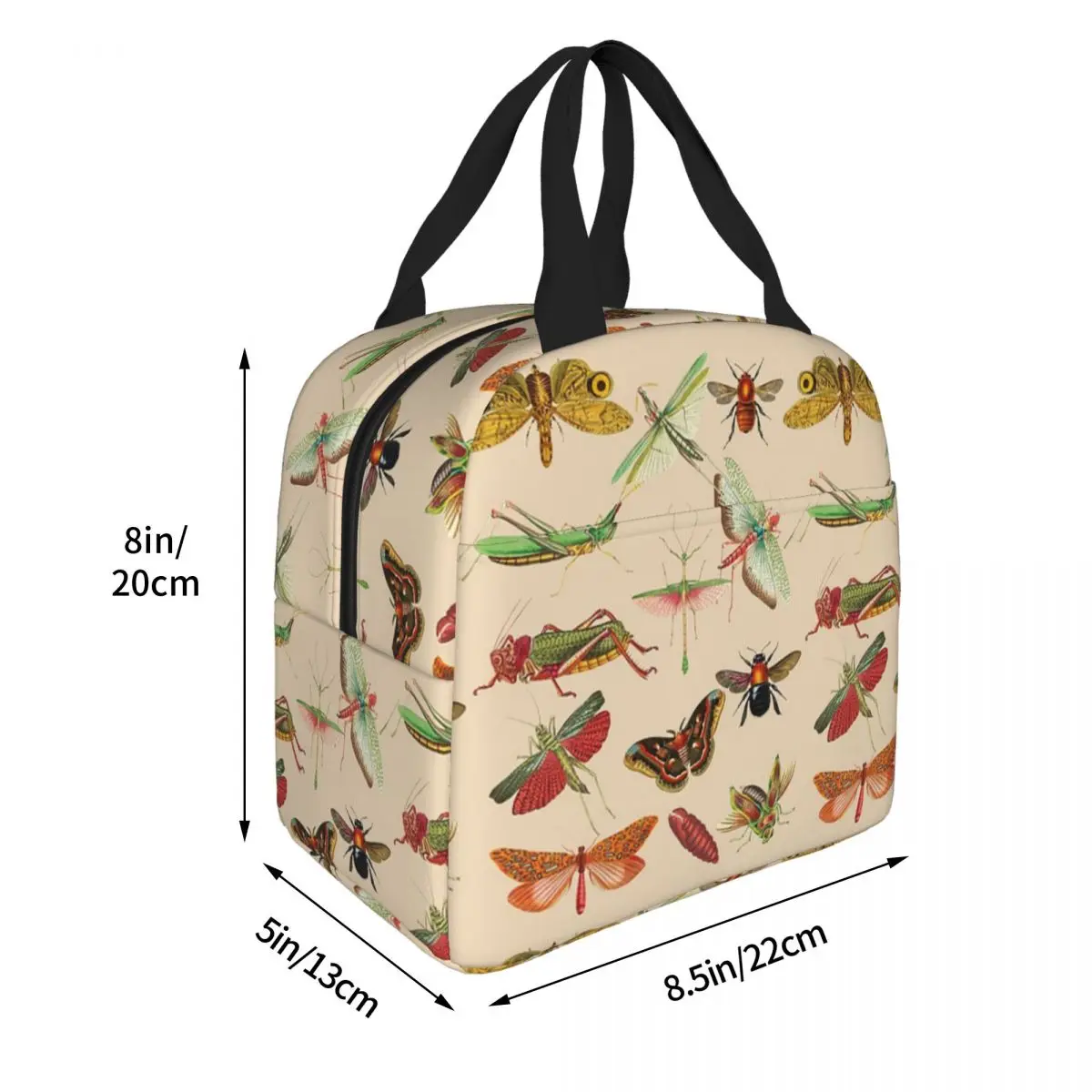 Vintage Bugs And Insects Illustration Lunch Bags Insulated Bento Box Portable Lunch Tote Leakproof Picnic Bag Cooler Thermal Bag