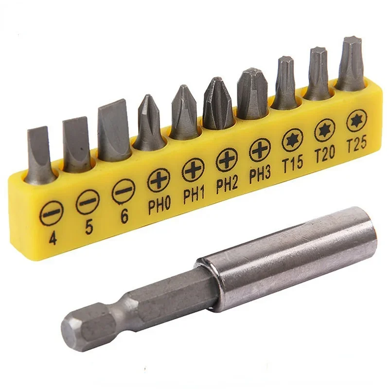 25mm Screwdriver Bit Set Multi-function Screwdriver Extension Rod Tool Set with Slotted /PH/Torx Cross Bit Head T20 Llaves L