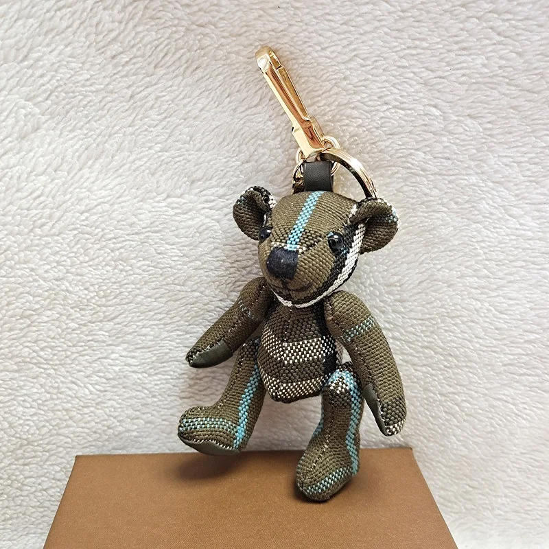 Sherpa Plaid Keychain - Cute Teddy Bear Car Accessory, Handmade Bag Charm for Backpack, Purse, Keys