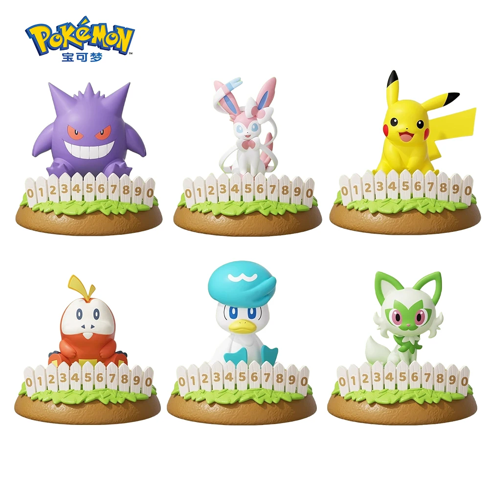 New Style 10cm Pokemon Genuine Vehicle-Mounted Phone Number Plate Pikachu Gengar Eevee Tabletop Ornament Toy Figure Child Gifts