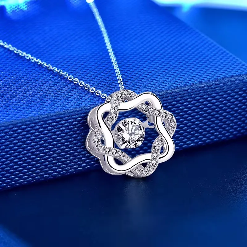 قلادة دلاية ذكية من الفضة المويسانيت S925 ، تصميم خفيف وفاخر ، هدية عيد الحب لصديقتك