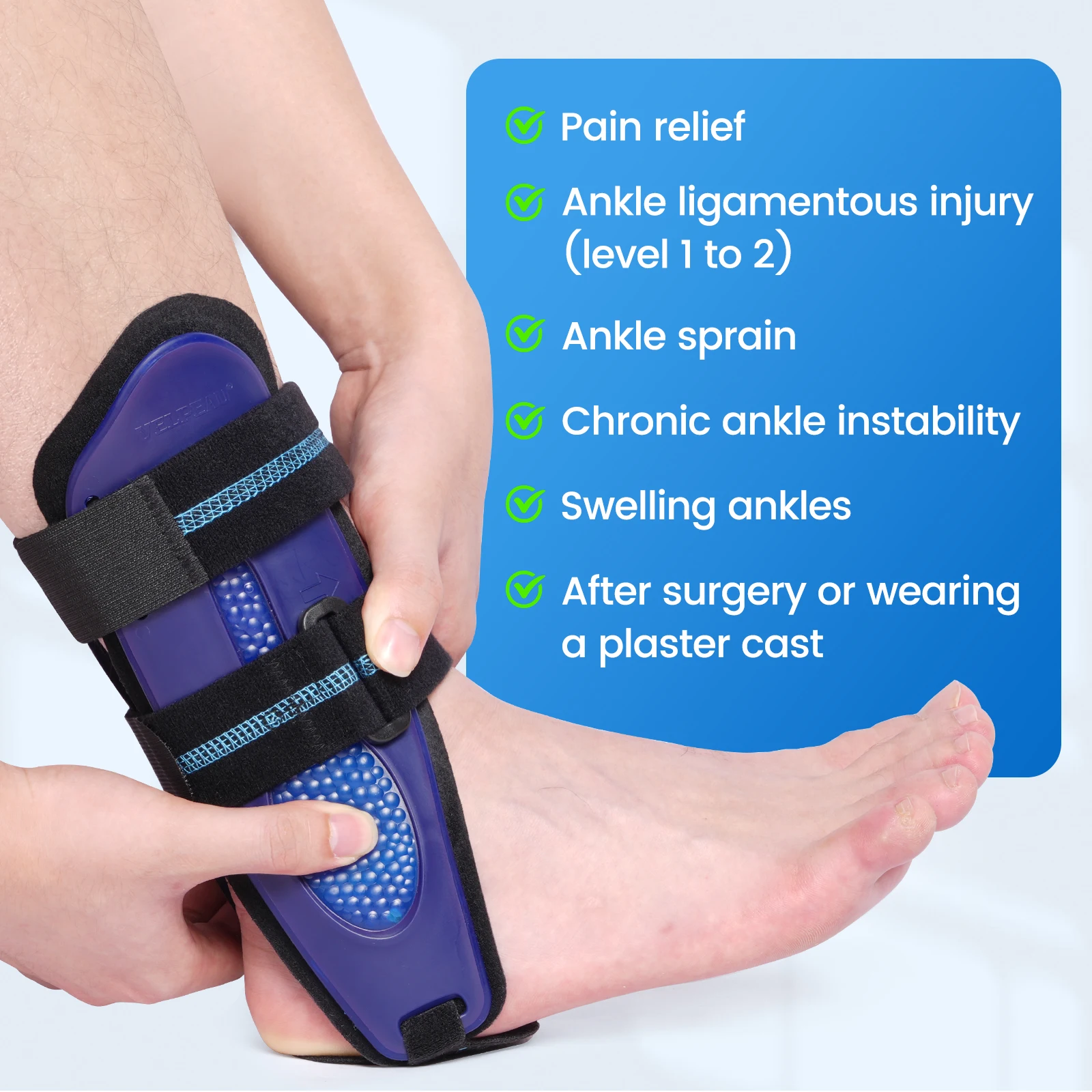 VELPEAU Stirrup Ankle Splint for Sprains and Joint Injury Ankle Stabilizer Support for Left and Right Feet Can be Worn in Shoe