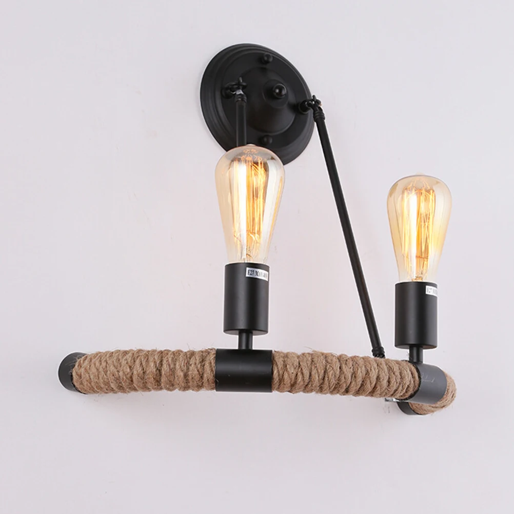

Wall Lamp Light Bases E27 40W Jute Material Iron Chassis Light Decor Retro Hemp Rope Bedroom Living Room Decor Sconces