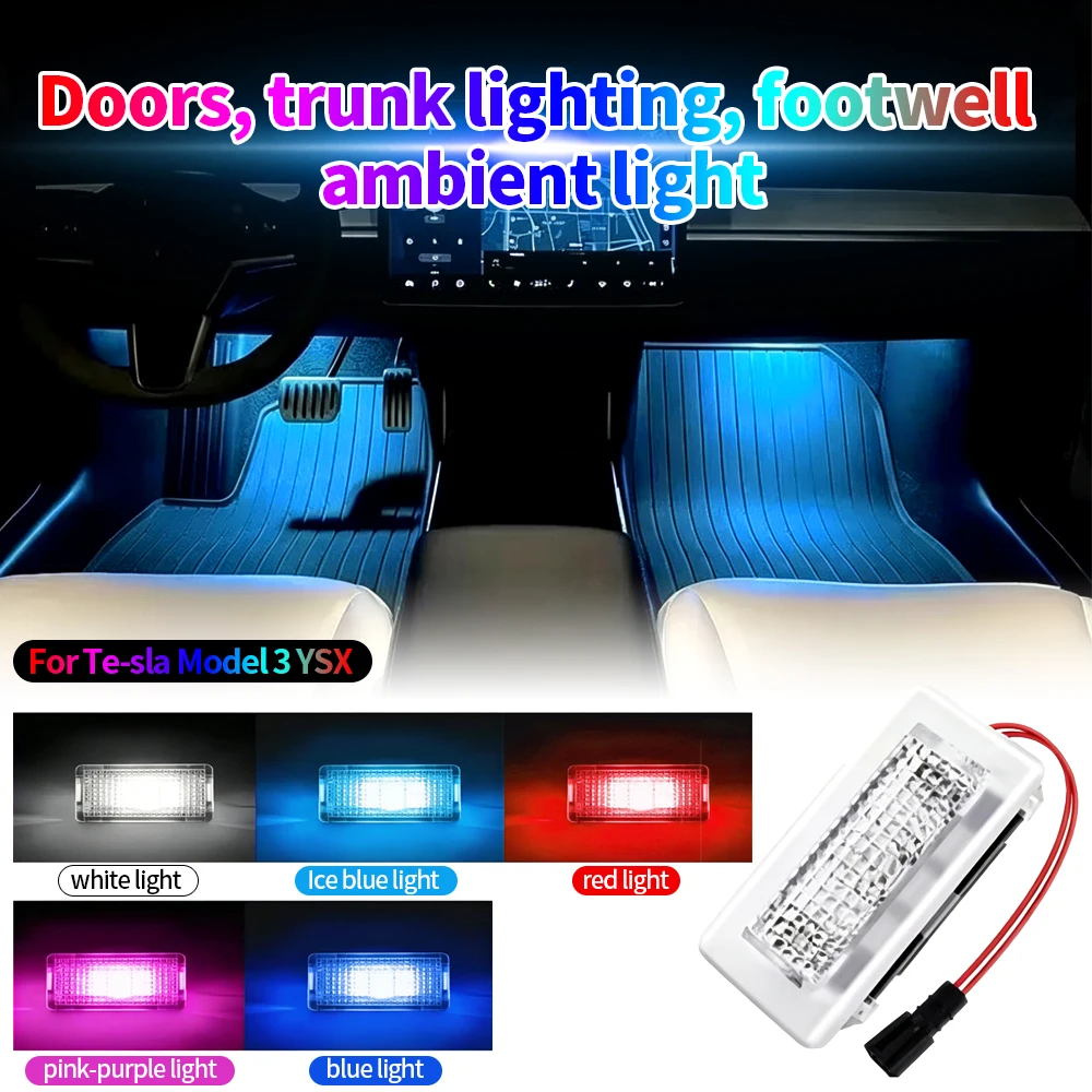 Für Tesla Model 3 Y S X LED-Fußraumbeleuchtung Autotür-Kofferraumbeleuchtung LED-Innenraum-Ambientelampe Plug-and-Play Auto-Ambientebeleuchtung