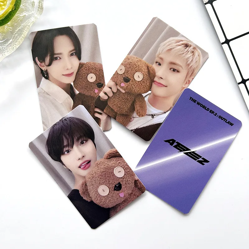 ATEEZ WM-Bouncy Bear Holding Carter Cartão postal clássico, cartão postal Park Star, estrelas redondas