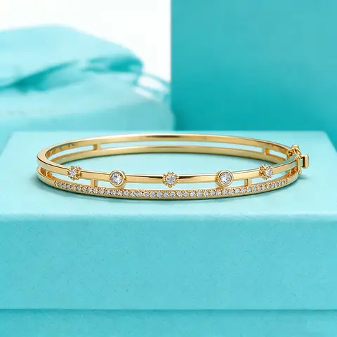 Layer Bracelet 925 SL Sterling Silver  Moissanite Diamond With Double Full Paved For Women Sparkling Wedding Party Fine Jewelry