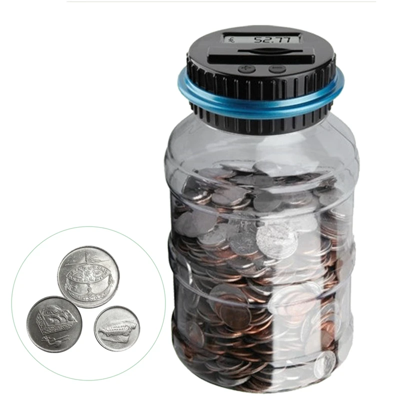 1 قطعة جرة صندوق المال عملة حصالة عملات صندوق تخزين جرة 1.8L عداد الإلكترونية الرقمية LCD العد أ