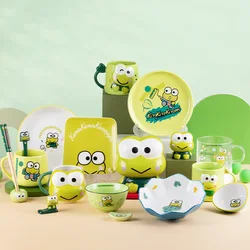 Sanriod Anime Hobby Kero Kero Keroppi Home Ceramic Bowl Plate Set Breakfast Cup Steak Plate Salad Bowl Gift for Girlfriend