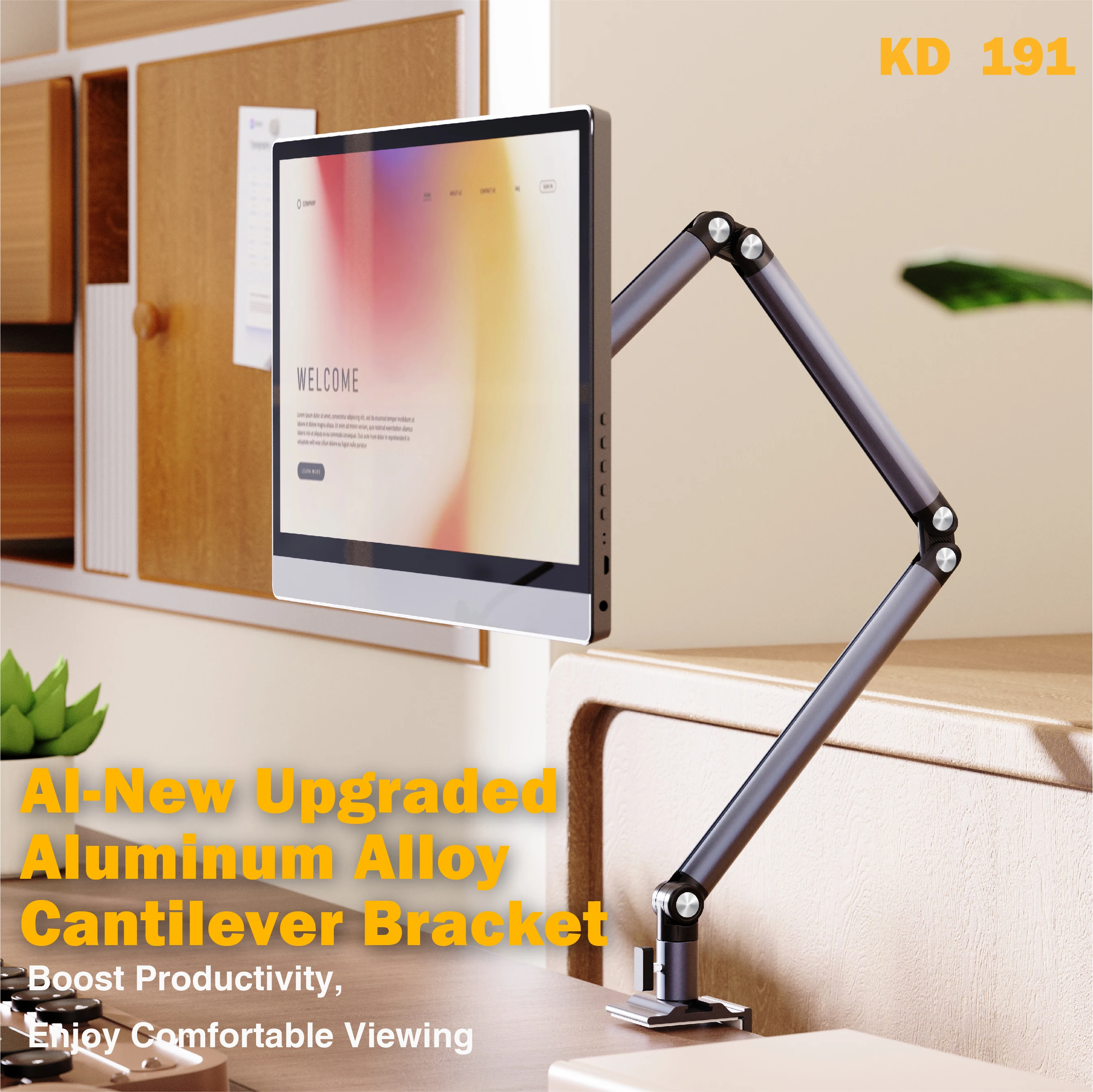 Kimdoole Adjustable Tablet Stand Foldable Aluminum Universal Flexible Holder 360 Degree Rotation for 4.5-12.9 Inches Devices