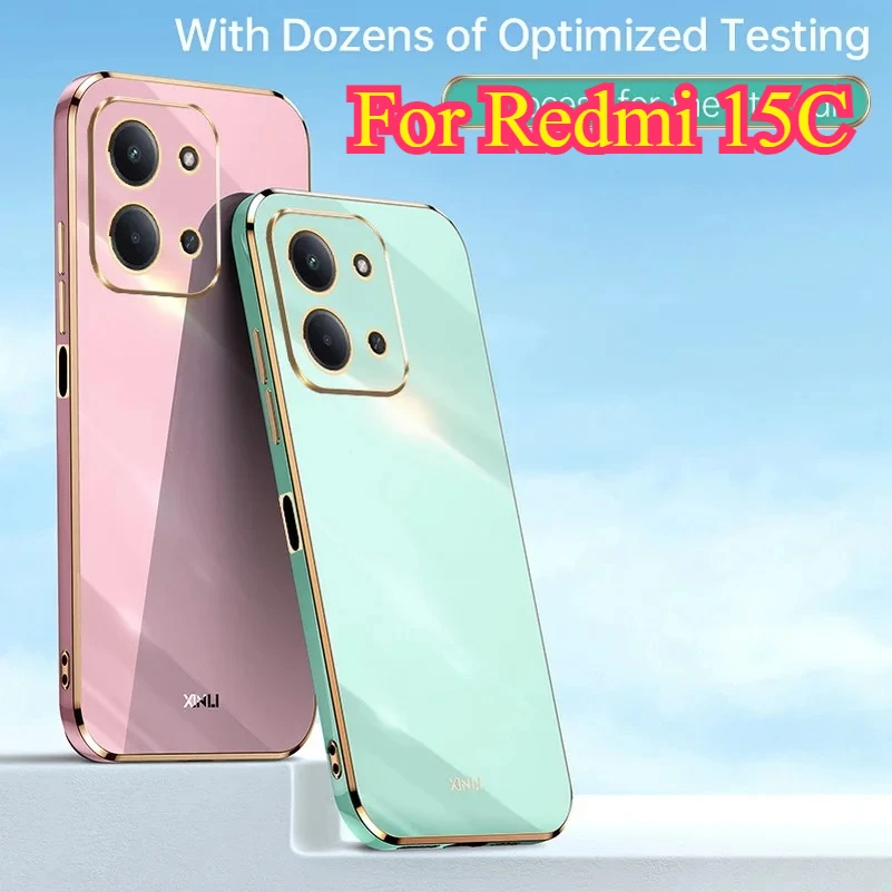 ل Redmi 15C 15 C 6D ضفيرة لينة حافظة هاتف من البولي يوريثان ل Redmi 15C تصفيح لينة سيليكون للصدمات حامي الغطاء الخلفي